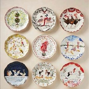 Anthropologie 12 Days of Christmas Plates
